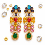 Elegant multicolor dangle earrings with crystal accents