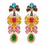 Multicolor floral crystal drop earrings for women